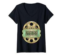 Mujer Cine Snob del año Entrada de película Art Deco Film Reel Camiseta Cuello V