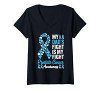 Mujer Cinta Azul de concientización sobre el cáncer de próstata de mi papá Camiseta Cuello V