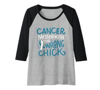 Mujer Cinta Blanca y Verde Azulado para la Conciencia del cáncer Cervical Camiseta Manga Raglan