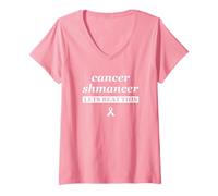 Mujer Cinta de cáncer de Mama: el Shmancer del cáncer vence Esto Camiseta Cuello V