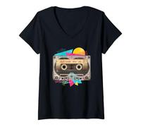 Mujer Cinta de Casete 80s 90s Mixtape Vol 2 Music Disfraz de Halloween Camiseta Cuello V