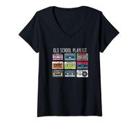 Mujer Cinta de Casete Música Retro 80s Old School Playlist Mixtape Camiseta Cuello V
