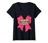 Mujer Cinta de Casete Rosa Retro I Love The 80's Old Schoolz de los 90 Camiseta Cuello V