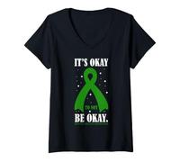 Mujer Cinta de Conciencia sobre la Salud Mental Está Bien no Estar Bien Camiseta Cuello V