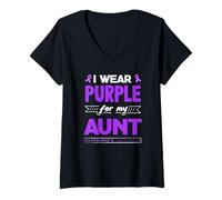 Mujer Cinta de concienciación sobre el Alzheimer con Texto en inglés I Wear Purple For My Aunt Camiseta Cuello V