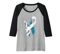 Mujer Cinta de concienciación sobre el cáncer Cervical Químico Blanco Verde Azulado Camiseta Manga Raglan