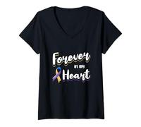 Mujer Cinta de concienciación sobre el cáncer de vejiga pérdida Amorosa Recuerdo Camiseta Cuello V