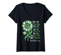Mujer Cinta de concientización de Apoyo de Girasol Mental Health Matters Camiseta Cuello V