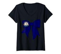 Mujer Cinta de Lazo de Coqueta con la Bandera del Estado de Kentucky Camiseta Cuello V