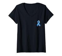 Mujer Cinta de Rompecabezas Azul Camiseta Cuello V