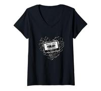 Mujer Cinta Mixta Emociones Amante de la música Nostalgia Cita Camiseta Cuello V