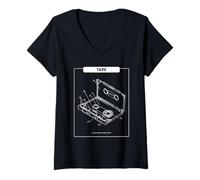 Mujer Cinta - Music Makes My Heart Beat (Retro Cassette Graphic) Camiseta Cuello V