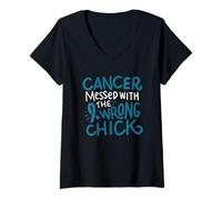 Mujer Cinta para Regalo de quimioterapia para sobrevivientes de cáncer de Ovario Camiseta Cuello V