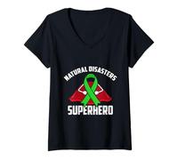 Mujer Cinta Verde del superhéroe Guerrero Luchador de desastres Naturales Camiseta Cuello V