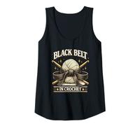 Mujer Cinturón Negro en Crochet Craft Humor Crocheters Yarn Mastery Camiseta sin Mangas