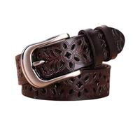 Mujer Cinturón Retro Flores Huecas Cinturón de Cuero Para Pantalones Vaqueros Cinturón Ancho Con Hebilla Metal Guante Sombrero Bufanda Conjunto Mujer (Café, M)