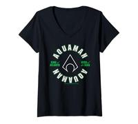 Mujer Círculo con el Logotipo de Aquaman, King of Atlantis, Hero of The Seas Camiseta Cuello V