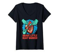 Mujer Cirugía a corazón Abierto Brave Little Heart Warrior Fun Kids Camiseta Cuello V
