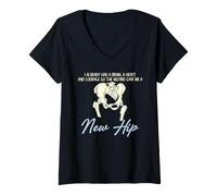 Mujer Cirugía de reemplazo de Cadera Nuevo superviviente de Coraje de Cadera Camiseta Cuello V
