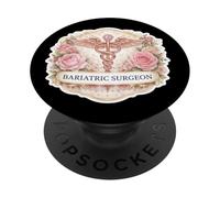 Mujer Cirujano Bariátrico Caduceo Metabólico Flores Florales MD PopSockets PopGrip Adhesivo