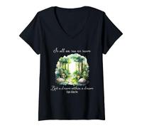 Mujer Cita artística de Edgar Allan PoE: «Sueño Dentro de un Bosque de sueños» Camiseta Cuello V