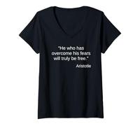 Mujer Cita de Aristóteles Ser verdaderamente Libre Camiseta Cuello V