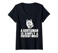 Mujer Cita de Caballero Lobo Motivacional Inspirador Camiseta Cuello V