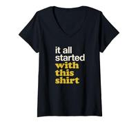 Mujer Cita de Carrera de Origen Divertido It All Started Camiseta Cuello V