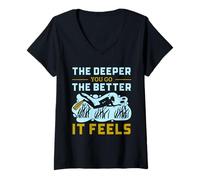 Mujer Cita de Deep Sea Diver Cuanto más Profundo Vas Mejor, se Siente Camiseta Cuello V