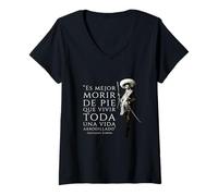 Mujer Cita de Emiliano Zapata "Es Mejor Morir de Pie" Camiseta Cuello V