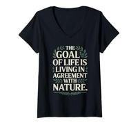 Mujer Cita de filósofo estoico Objetivo Motivacional Estoicismo Naturaleza Camiseta Cuello V