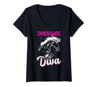 Mujer Cita de Jinete Ecuestre Doma Diva Camiseta Cuello V