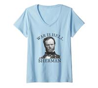 Mujer Cita de la Historia de la Guerra Civil de William Tecumseh Sherman Camiseta Cuello V