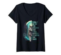 Mujer Cita de líder de Lobos Lánzame a los Lobos Motivación Camiseta Cuello V