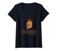 Mujer Cita de Marco Aurelio sobre la Felicidad - Filosofía Romana Antigua Camiseta Cuello V