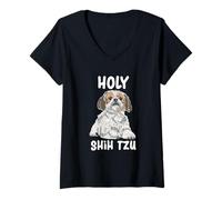 Mujer Cita de perro: Santo Shih Tzu para los amantes de Shih Tzu divertido Shih Tzu Camiseta Cuello V