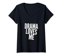 Mujer Cita de Texto Divertido Personas Amantes del Drama Divertido Sí Amo el Drama Camiseta Cuello V
