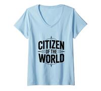 Mujer Cita de Viaje inspiradora Ciudadano del Mundo Camiseta Cuello V