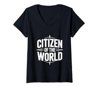 Mujer Cita de Viaje inspiradora Ciudadano del Mundo Camiseta Cuello V