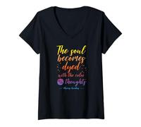 Mujer Cita del estoicismo Marco Aurelio - Los Pensamientos positivos te Dan Forma Camiseta Cuello V