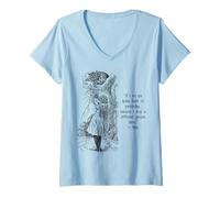 Mujer Cita del Libro Vintage de Alicia Aventuras en el país de Las Maravillas de Lewis Carrol Camiseta Cuello V