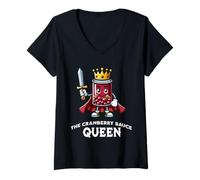 Mujer Cita Divertida de la Cena de Acción de Gracias de The Cranberry Sauce Queen Camiseta Cuello V