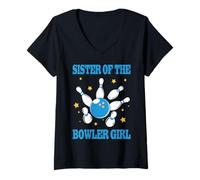 Mujer Cita divertida de la hermana de bolos de bolos de la hermana de bolos Camiseta Cuello V