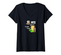 Mujer Cita Divertida de la Vida de Coffee Until Is Wine Time Camiseta Cuello V