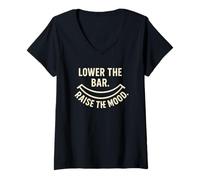 Mujer Cita Divertida de Lower The Bar Raise The Mood Anti Hustle Camiseta Cuello V