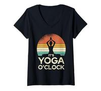 Mujer Cita Divertida de meditación It's Yoga O'Clock Camiseta Cuello V