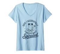 Mujer Cita Divertida de Rana Oops I Accidentally Spiraled Meditating Camiseta Cuello V