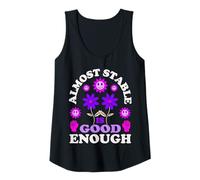 Mujer Cita divertida de salud mental casi estable es lo suficientemente bueno Camiseta sin Mangas