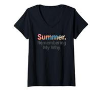 Mujer Cita Divertida de Verano Remember My Why Teacher School's out Camiseta Cuello V