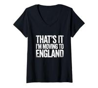Mujer Cita Divertida de Viaje Vintage con Texto en inglés That's It I'm Moving to England Camiseta Cuello V